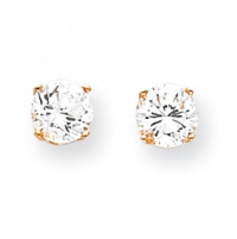 14k Yellow or White Gold 5.75mm CZ stud Earrings