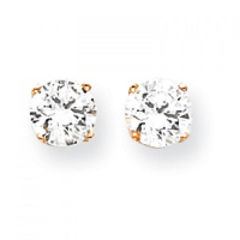 14k Yellow or White Gold 6.5mm CZ stud Earrings