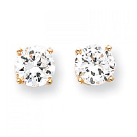 14k Yellow Gold 10mm Round CZ Post Earrings