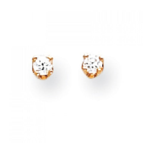 14k Yellow or White Gold 2.25mm CZ stud Earrings