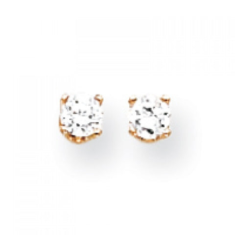 14k Yellow or White Gold 3mm CZ stud Earrings