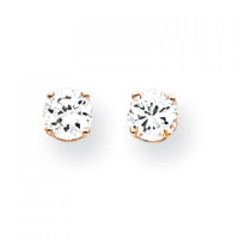 14k Yellow or White Gold 4.25mm CZ stud Earrings