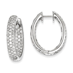 14k White Gold Diamond Hinged Hoop Earrings