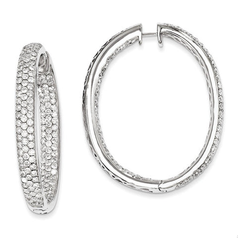 14k White Gold Diamond Hinged Hoop Earrings