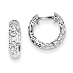 14k White Gold Diamond Hinged Hoop Earrings