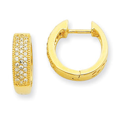 14k Yellow Gold Diamond Hinged Hoop Earrings