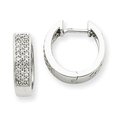 14k White Gold Diamond Hinged Hoop Earrings