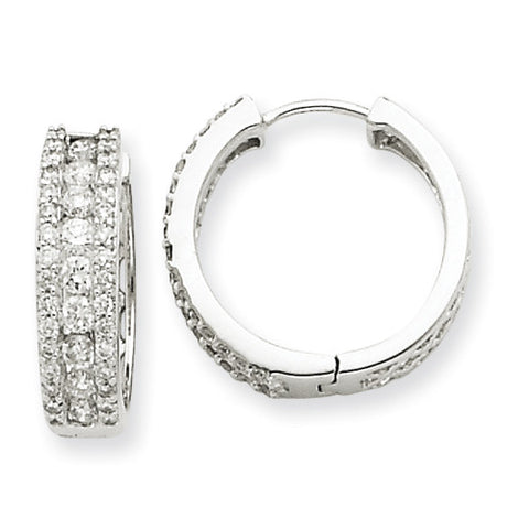 14k White Gold Diamond Hoop Earrings