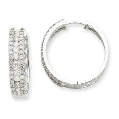 14k White Gold Diamond Hoop Earrings