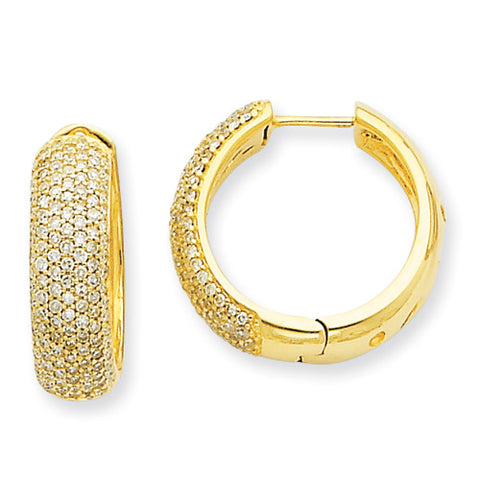 14k Yellow or White Gold Diamond Hinged Hoop Earrings