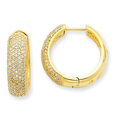 14k Yellow or White Gold Diamond Hinged Hoop Earrings