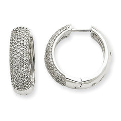 14k Yellow or White Gold Diamond Hinged Hoop Earrings