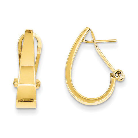 14k Yellow Gold Polished J-Hoop Click-in Back Post Earrings