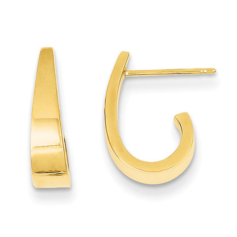 14k Yellow or White Gold Polished J-Hoop Post Earrings