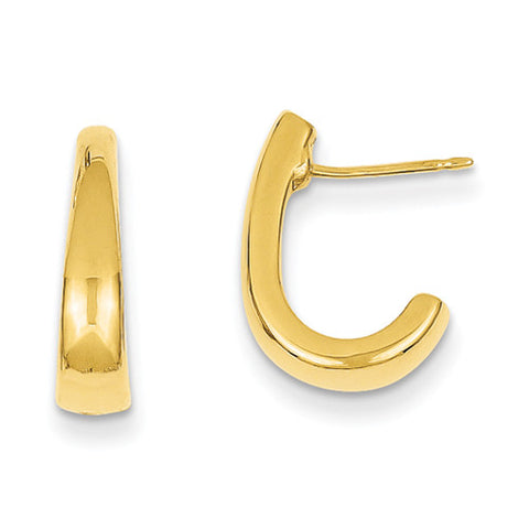 14k Yellow Gold Medium Polished J Hoop Earrings