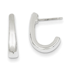 14k Yellow or White Gold Polished J Hoop Post Earrings