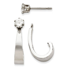 14k Yellow or White Gold J Hoop with CZ Stud Earrings Jackets