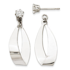 14k Yellow or White Gold Oval Dangle Jackets w/Rhodium and CZ Earrings