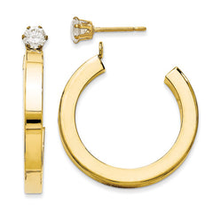 14k Yellow Gold Double Hoop with CZ Earrings Jackets