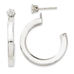 14k White Gold Curved Dangles with CZ Stud Earrings Jackets